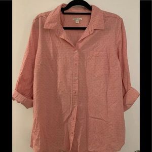Merona Womens Plus Pink Button Up Shirt 1X NWT